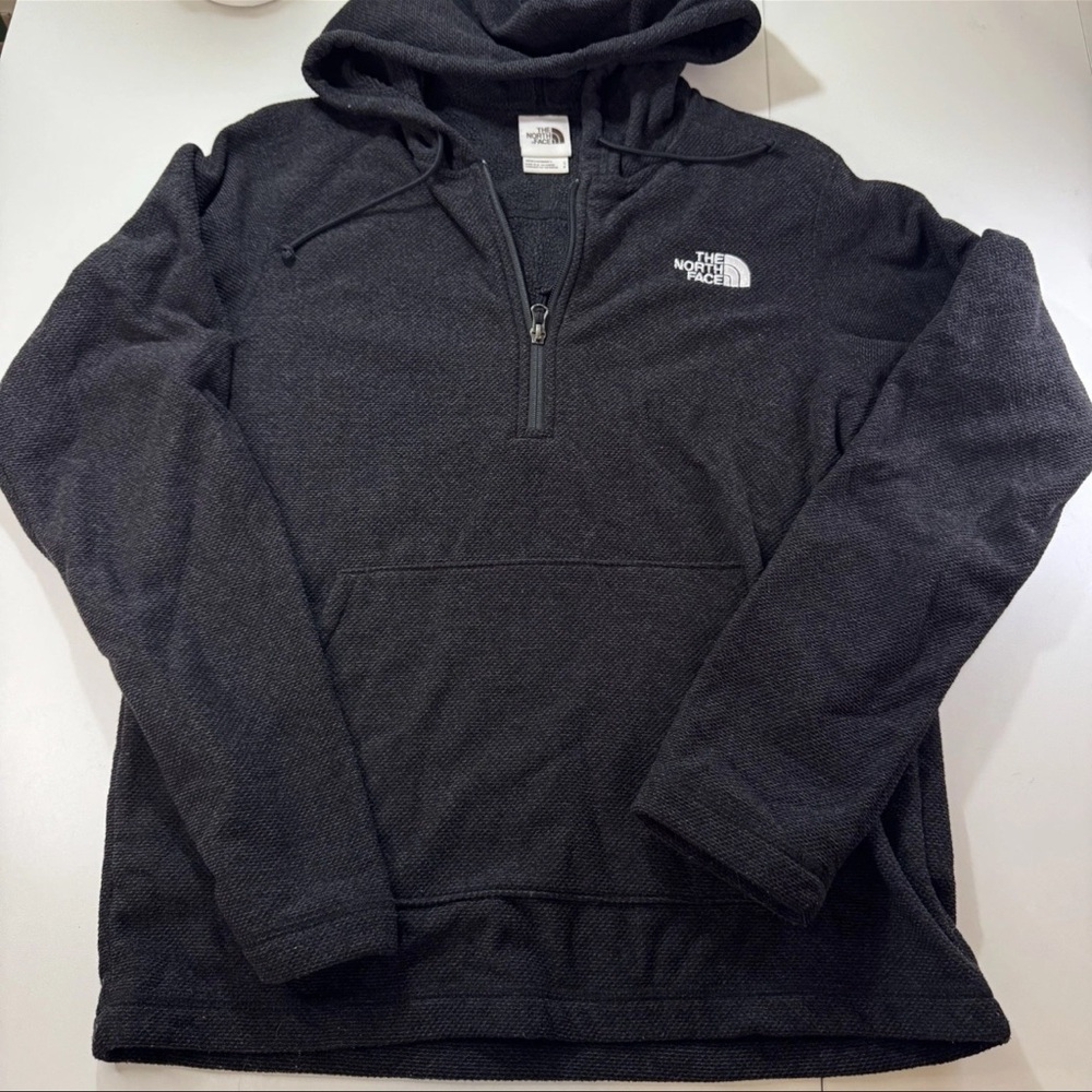 THE NORTH FACE Men’s Small Textured Cap Rock 1/4 Zip Hoodie Black Athleisure